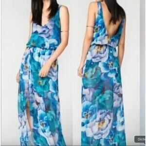 SHOW ME YOUR MUMU NWT Kendall Maxi Dress Long Blue Magnolia Floral XS